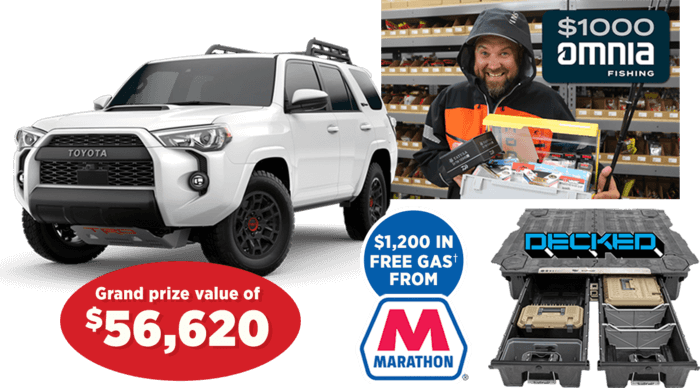 toyota tackle the outsdoors sweepstakes price package